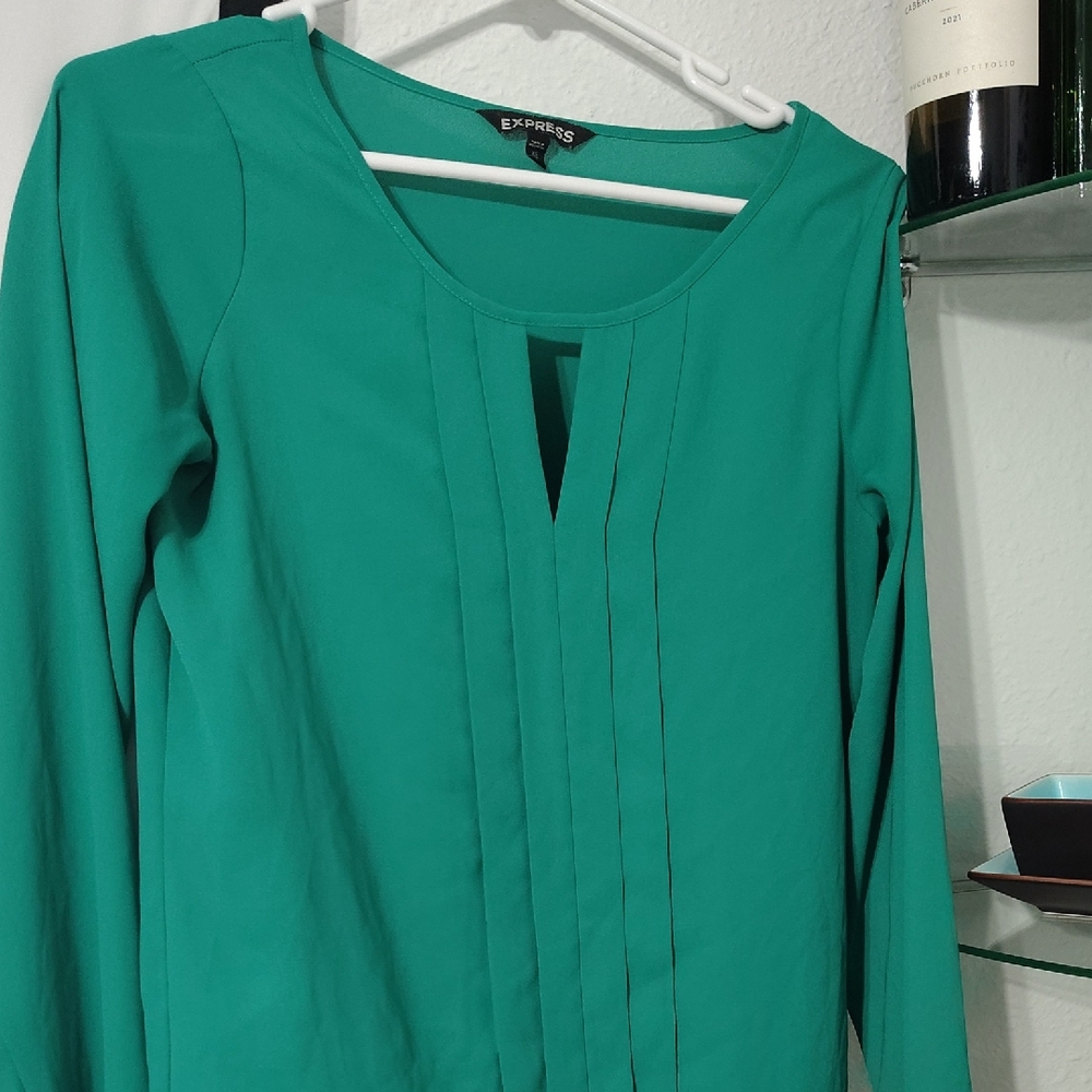 Express Teal Pleated Top